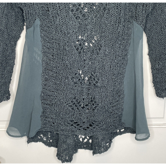 Anthropologie Knitted & Knotted Women's Open Knit Sweater Sz S/M Boho Fisherman - Picture 6 of 16